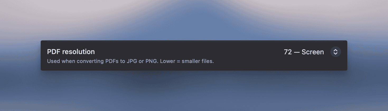 PDF rasterization DPI setting in Picmal