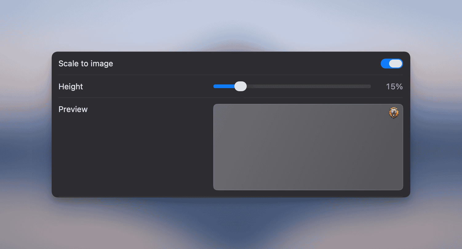 Scale to image setting in the watermark editor
